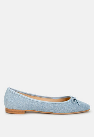 Womens Vigilante Bow Detail Denim Ballerinas | Macy's
