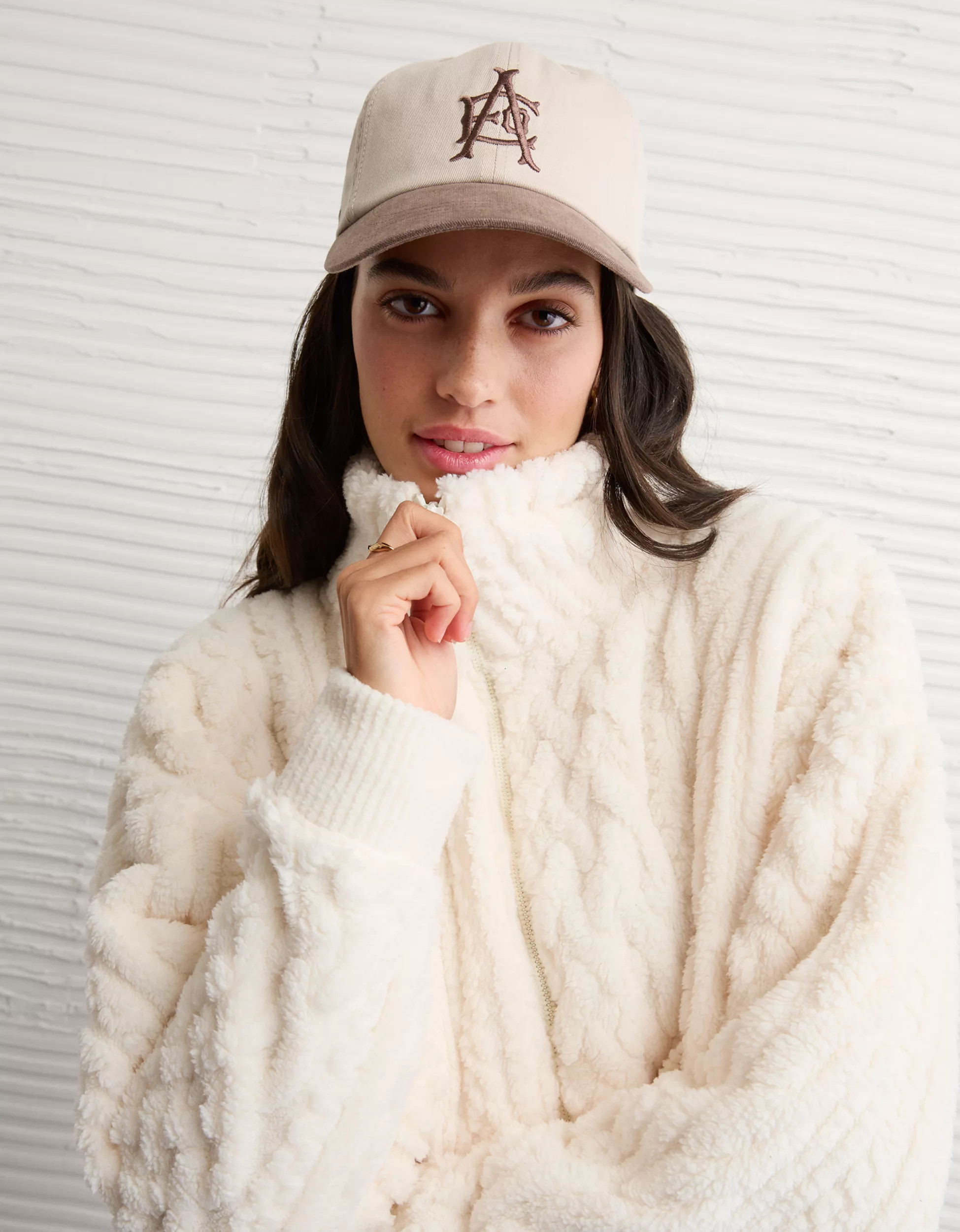 AE Cable Sherpa Full-Zip Sweatshirt | American Eagle Outfitters (US & CA)