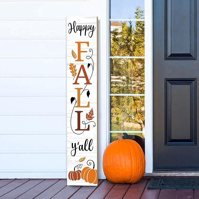 Happy Fall Y'all Wooden Porch Sign 47" Autumn Large Welcome Porch Sign for Pumpkin Sign Home Fron... | Amazon (US)
