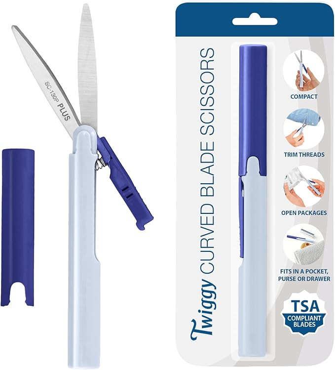 Plus Pen Style Non-Stick Compact TSA Twiggy Scissors with Cover, Blue | Amazon (US)
