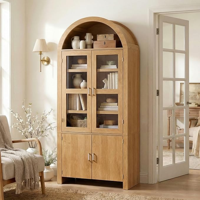 71" Tall Arched Kitchen Pantry, Modern Farmhouse Wood Kitchens Storage Cabinets, Versatile Cupboa... | Amazon (US)