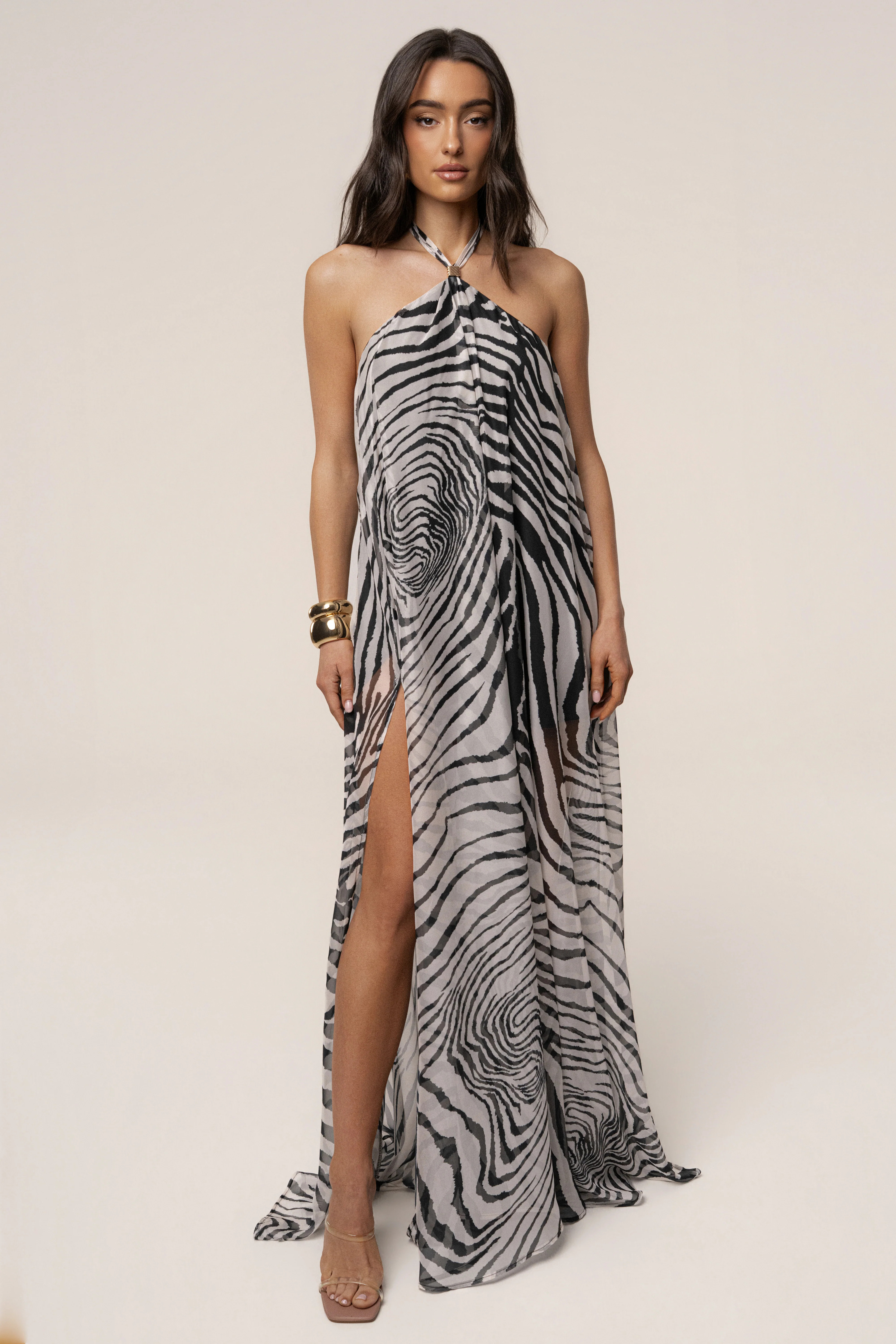 Zebra Print Jolene Halter Dress | JLUXLABEL US