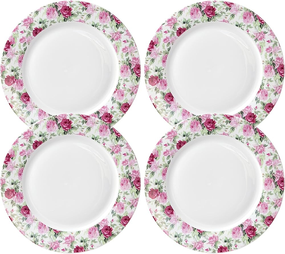 Gracie China Summer Rose Chintz Border Dinner Plates, Set of 4 (10.5-Inch) | Amazon (US)