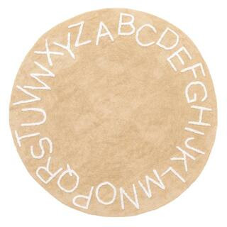 Kids Washable Round Alphabet Rug Beige 4 ft. x 4 ft. Accent Rug | The Home Depot
