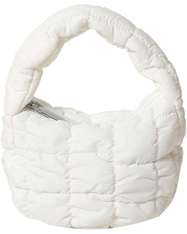 Mini Puffy Quilted Handbag Soft Puffer Tote Bag for Women Cute Wrist Bubble Bag Lightweight Nylon... | Amazon (US)