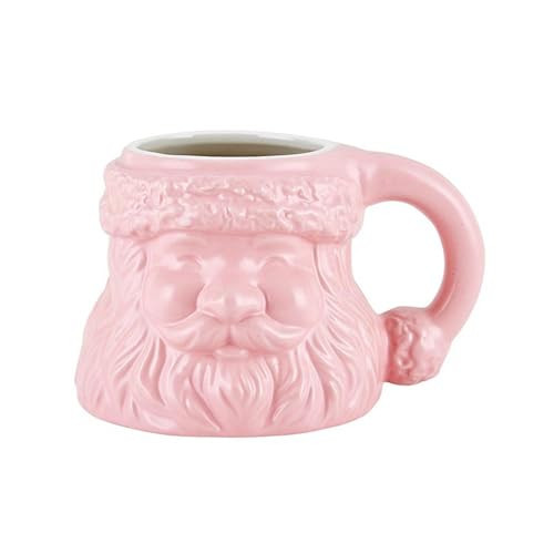 Slant Collections Christmas Mug Ceramic Santa Claus Shaped Coffee Cup, 15-Ounce, Pink | Amazon (US)