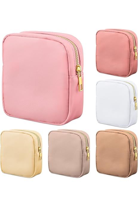 9 Pcs Nylon Cosmetic Bag for Purse Preppy Makeup Bags Mini Cosmetic Zipper Pouch Purse Organizer Bag | Amazon (US)