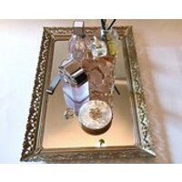 Gold Vanity Tray  Mirror Vanity Tray  Rectangular Mirror Gold Trim  Makeup Tray  Jewelry Tray Vintage | Etsy (US)