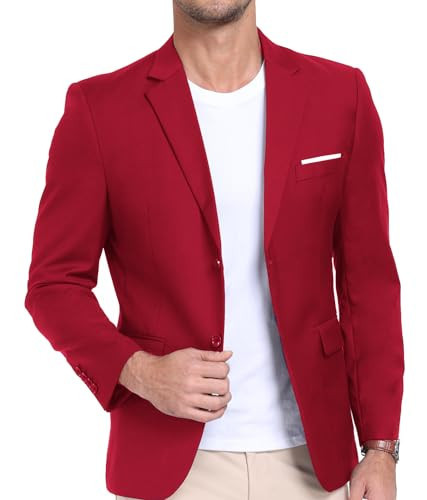 AIBUYTA Mens Casual Suit Jacket Light Red Mens Blazer Formal Daily Men Suits 2 Button Sport Coats XS | Amazon (US)