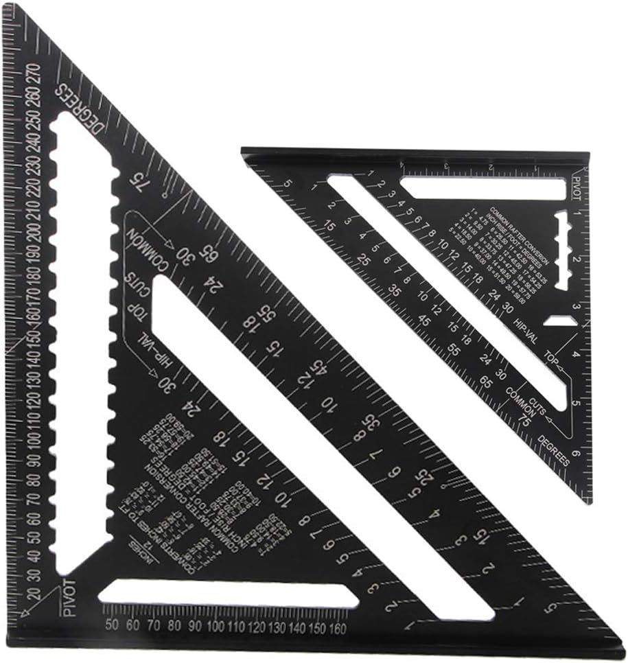 ASNOMY 7 Inch & 12 Inch Triangle Ruler, Black Triangle Ruler Rafter Square Protractor, High Preci... | Amazon (US)