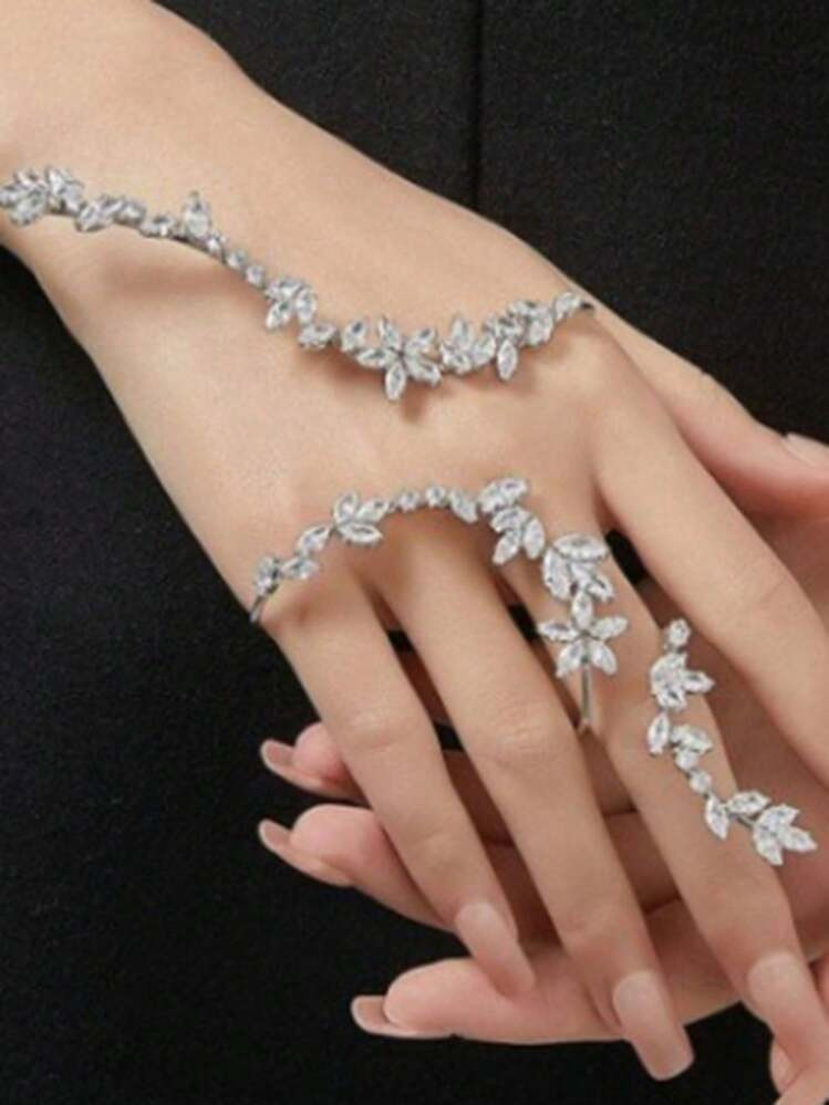 1pc Fashionable Crystal Finger Hand Chain For Women, Minimalist & Versatile | SHEIN