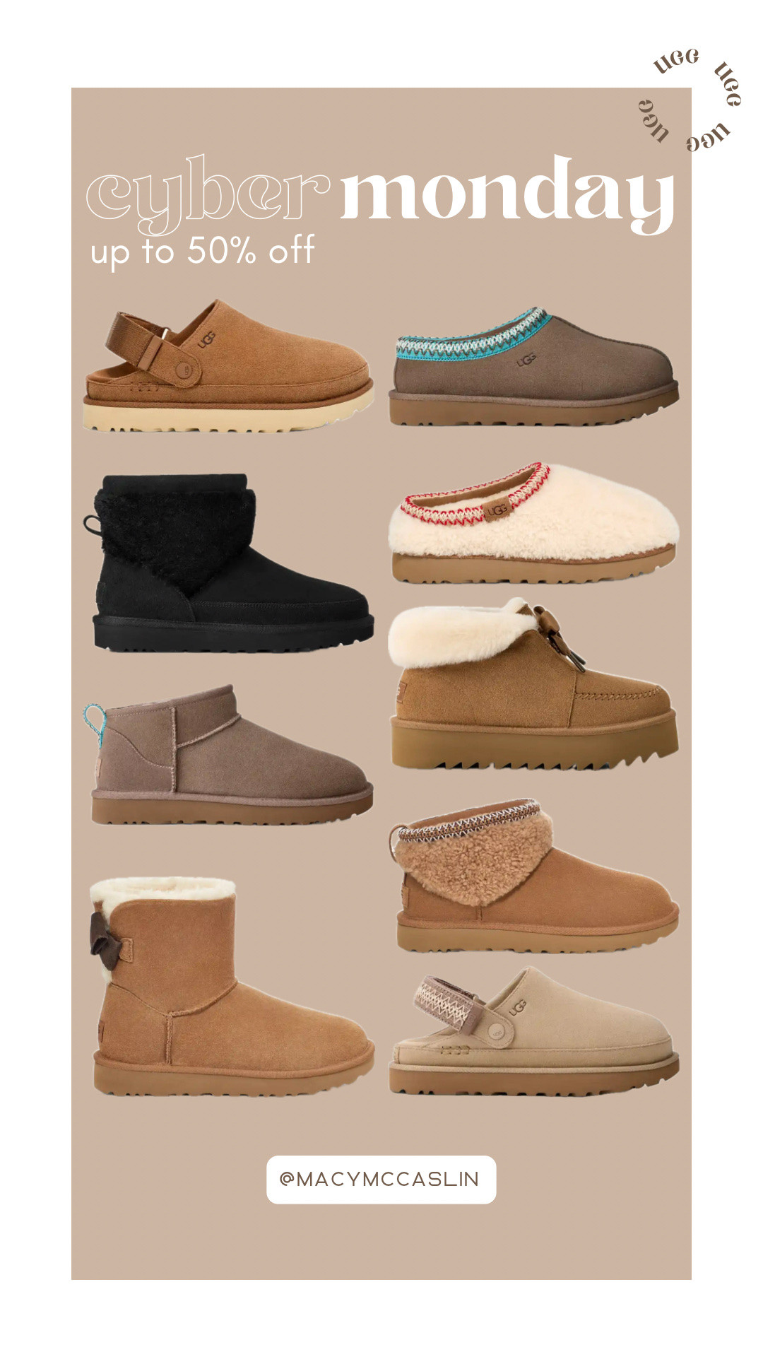 Ugg Cyber Monday Deal — up to 50% off

Boots, winter fashion, clogs, gifts for her, Christmas gifts, gift guide

#LTKCyberWeek #LTKGiftGuide #LTKSaleAlert
