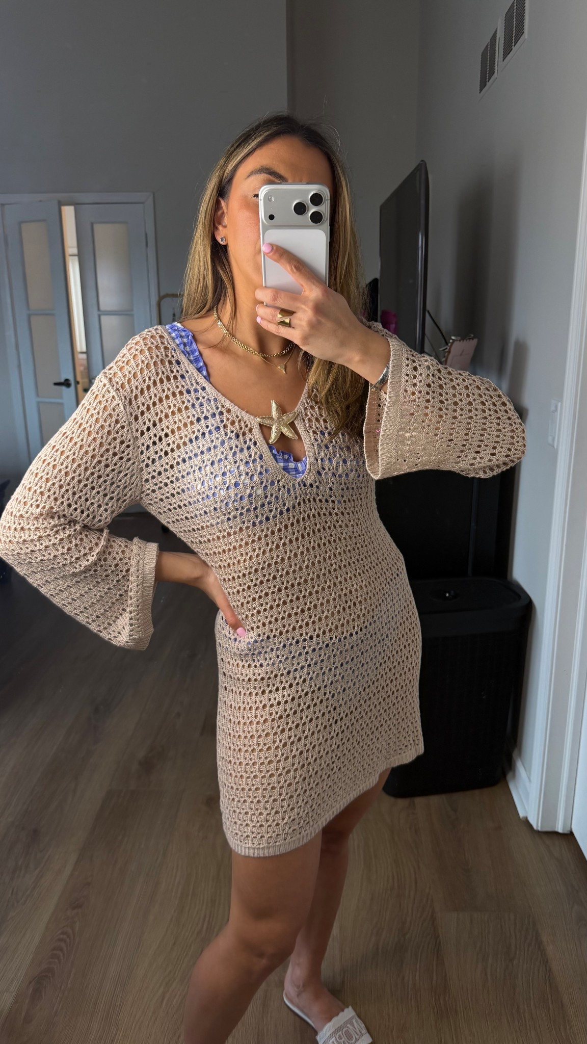 Cutest swim coverup with gold star embellishment 



#LTKSwim #LTKspringtrends #LTKspring