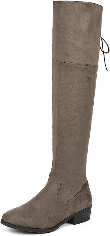 DREAM PAIRS Women's Over The Knee High Low Block Heel Riding Boots | Amazon (US)