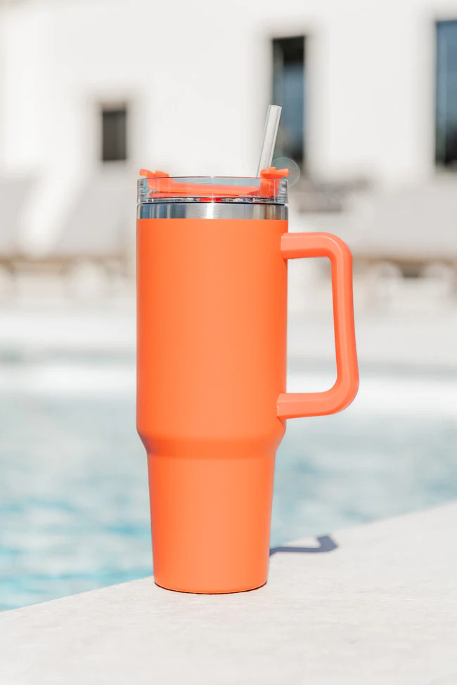 Sippin' Pretty Orange 40 oz Drink Tumbler With Lid And Straw | Pink Lily