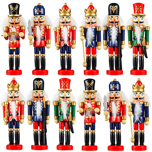Aoriher 12 Pcs Christmas Nutcracker Ornament Small Wooden Soldier Hanging Decorations Nutcracker Figure Christmas Ornament for Xmas Tree Decoration Figure | Amazon (US)