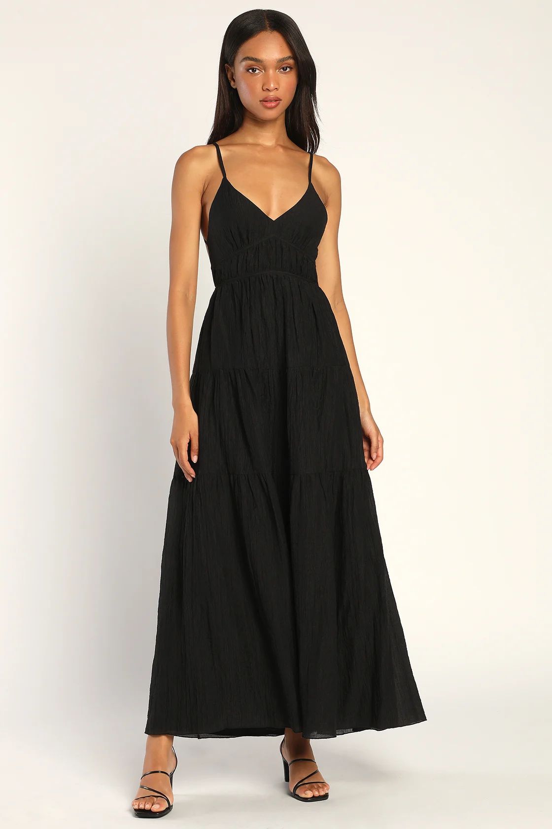 Effortless Vibes Black Backless Tiered Maxi Dress | Lulus (US)