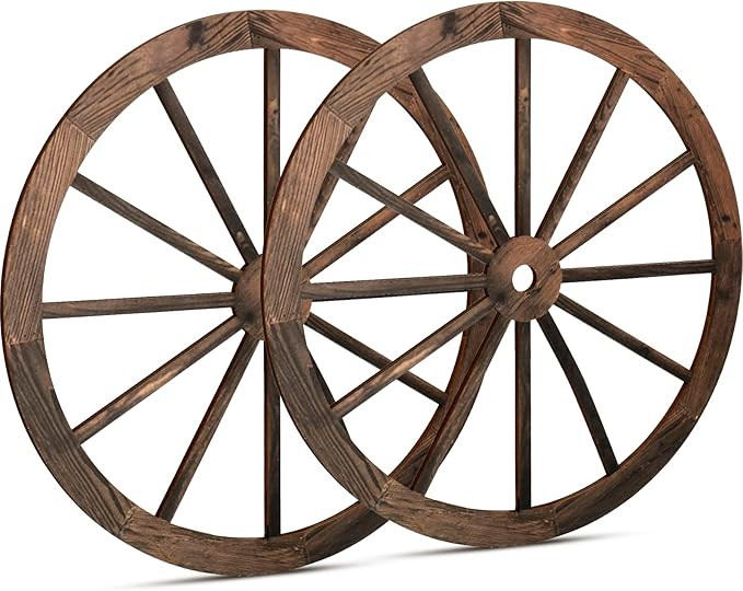 2 Pcs Wagon Wheel Decor Wooden Western Cowboy Party Decorations Vintage Rustic Wagon Wheel Wood C... | Amazon (US)