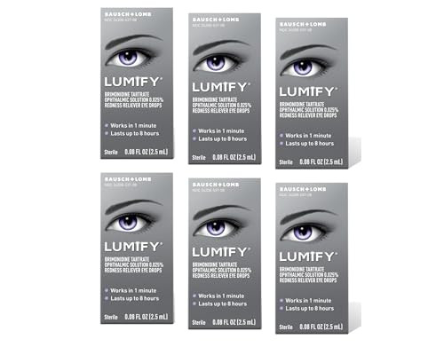 Bausch + Lomb LUMIFY Redness Reliever Eye Drops 0.08 fl oz (2.5 mL) - Pack of 6 | Amazon (US)