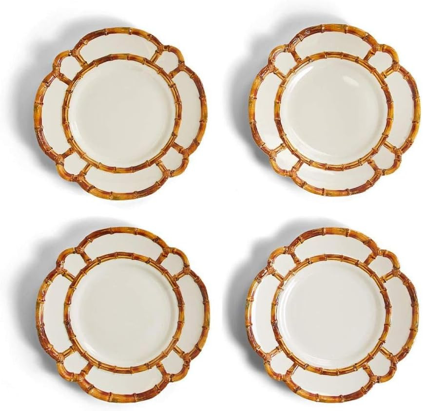 Two's Company Set of 4 Bamboo Touch Dinner Plate | Amazon (US)