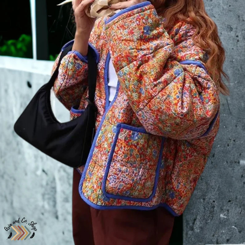 Quilted Patchwork Jacket Floral Pattern Boho Quilted Coat - Etsy | Etsy (US)