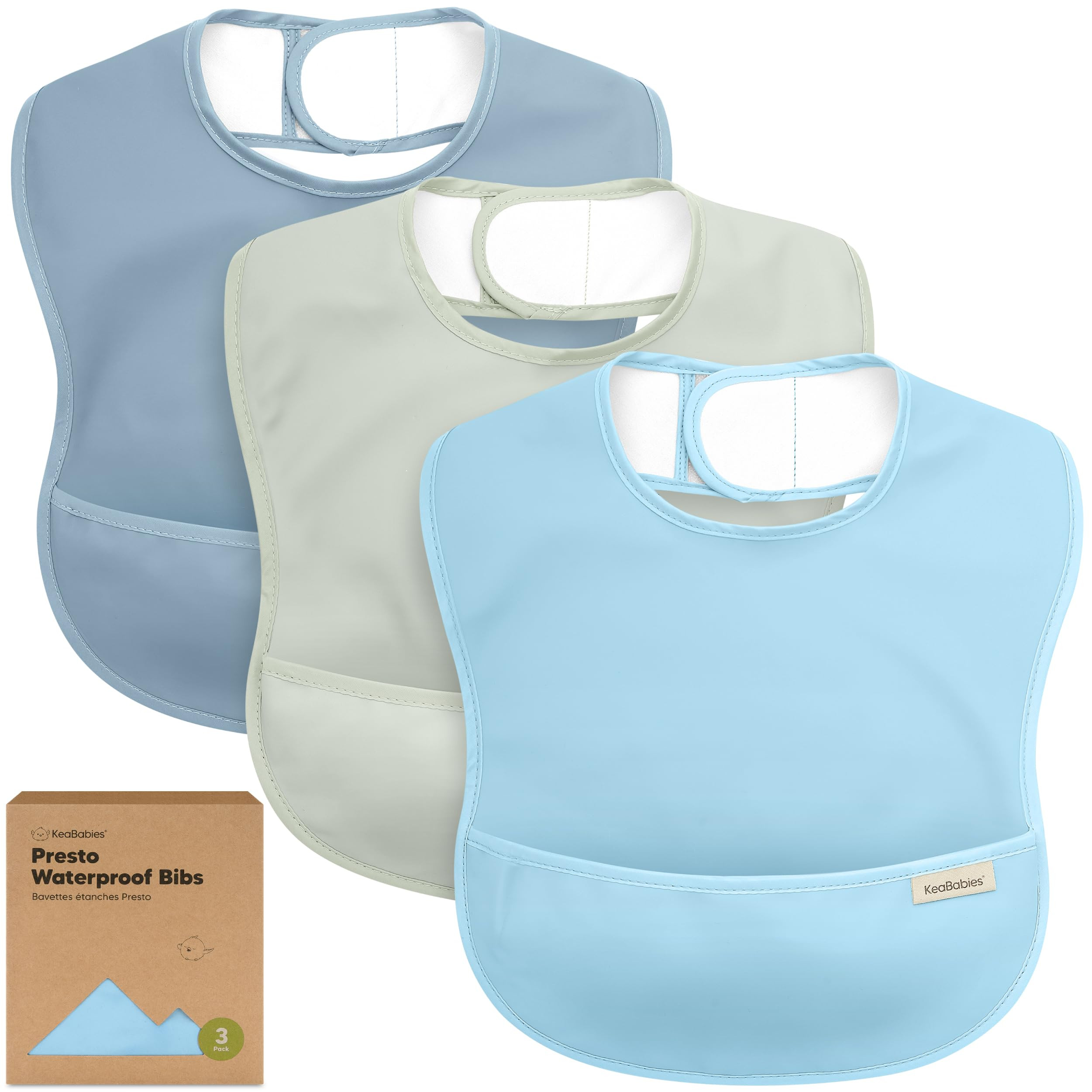 3-Pack Waterproof Baby Bibs for Eating - Lightweight Toddler Feeding Bibs with Large Food Catcher... | Amazon (US)