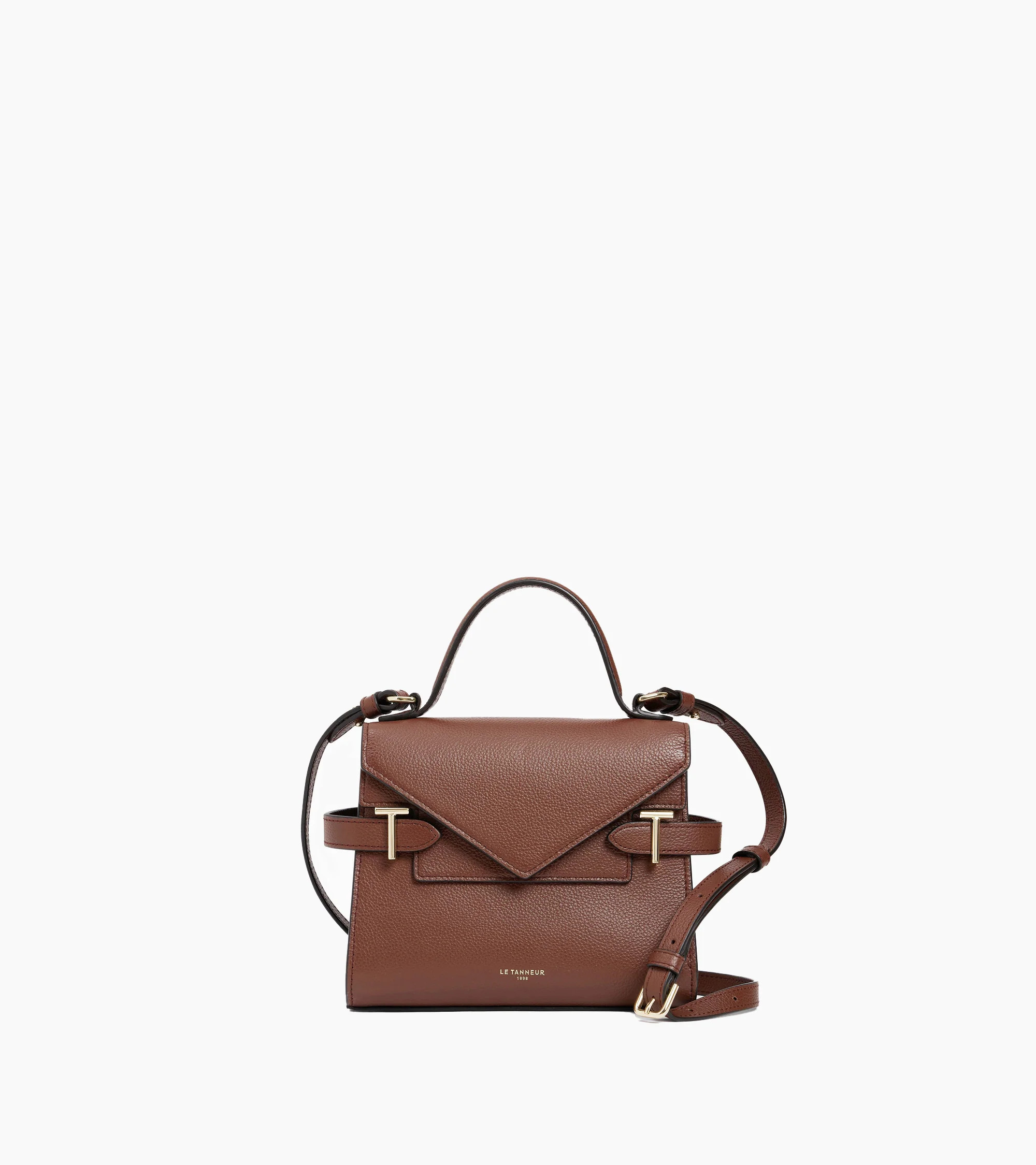 Emilie small handbag with double flap in grained leather | Le Tanneur