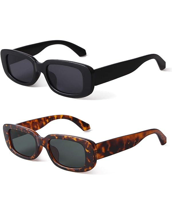 BUTABY Rectangle Sunglasses for Women Retro Driving Glasses 90’s Vintage Fashion Narrow Square ... | Amazon (US)