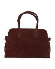 Suede Large Dual Handle Satchel With Metal Feet | Marshalls