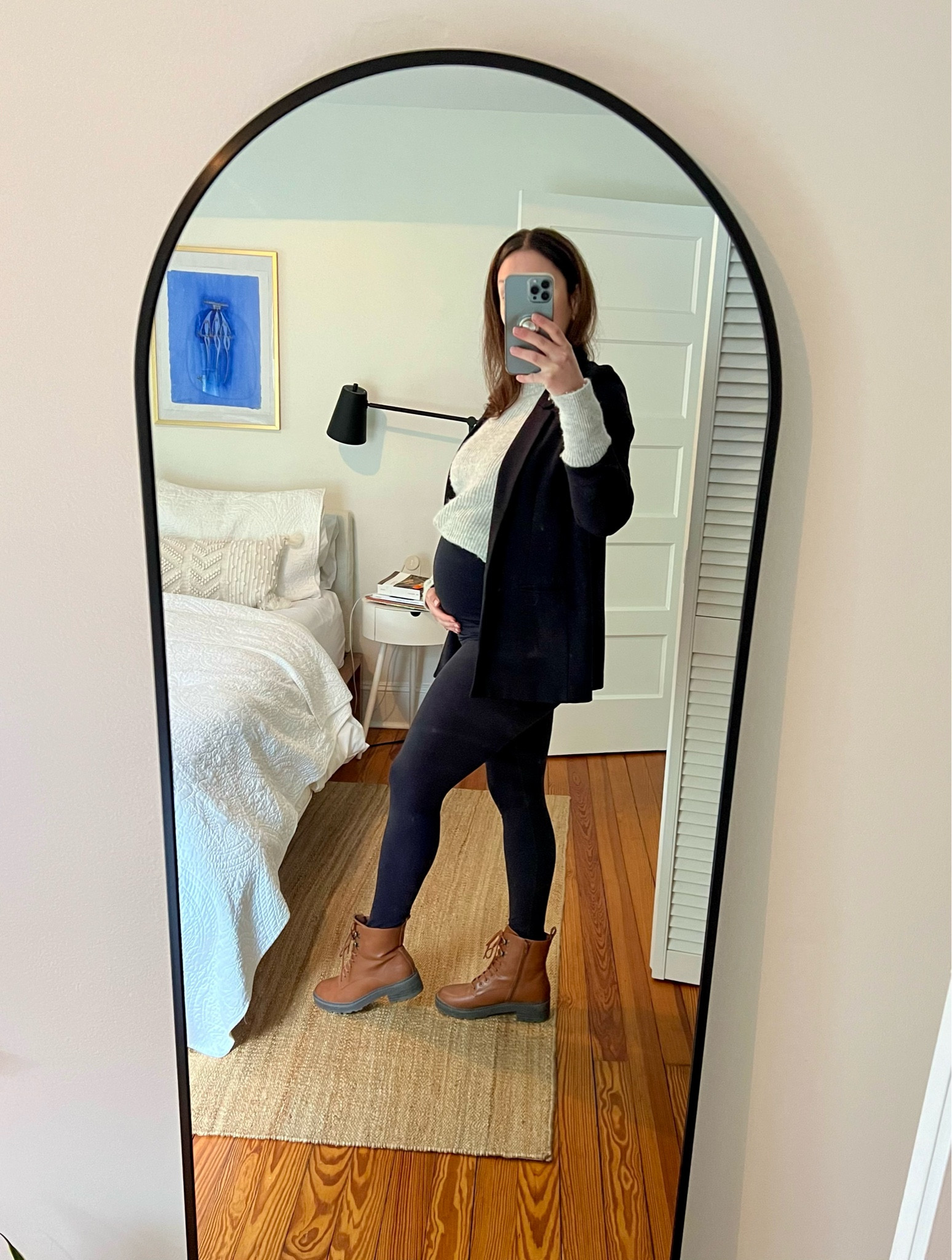 It was a chilly spring day today—love these over the belly leggings with sweater, black blazer, and brown combat boots 

#LTKworkwear #LTKSeasonal #LTKbump