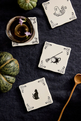 Terrain Halloween Delft Stoneware Coasters, Set of 4 | Anthropologie (US)
