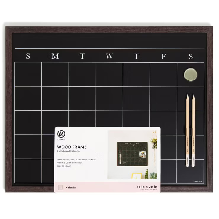U Brands 16"x20" Wood Frame Chalkboard Calendar | Target