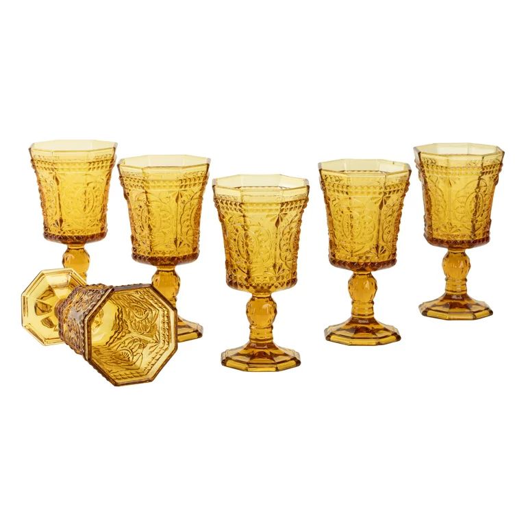 10 Strawberry Street Vatican Amber 8 oz Goblets, Set of 6 | Walmart (US)