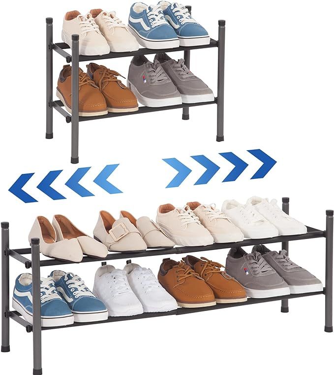 STORAGE MANIAC Expandable Shoe Rack, Stackable Rack for Closet, Small Organizer Entryway, Adjusta... | Amazon (US)
