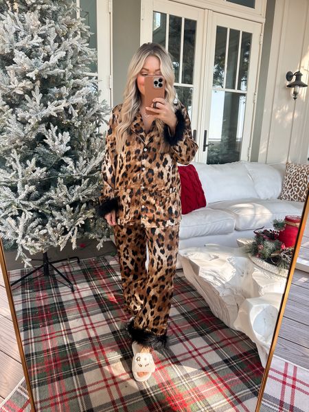 Leopard Christmas Pajamas! 
Use code WHITNEYRIFE for 15% off 
Wearing size medium (could have worn small) 

#LTKHoliday #LTKSeasonal #LTKGiftGuide