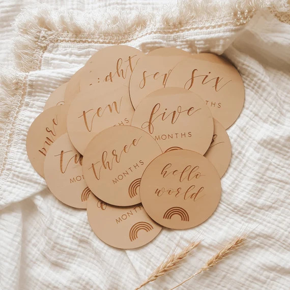 Baby Milestone Cards Set of 14 - Wooden Milestone Baby Cards - Baby Shower Gift - Engraved Milest... | Etsy (US)