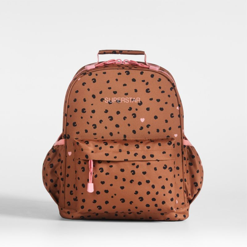 Cheetah Hearts Personalized Medium Kids School Backpack with Side Pockets + Reviews | Crate & Kid... | Crate & Barrel