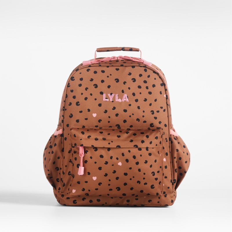 Cheetah Hearts Personalized Medium Kids School Backpack with Side Pockets + Reviews | Crate & Kid... | Crate & Barrel