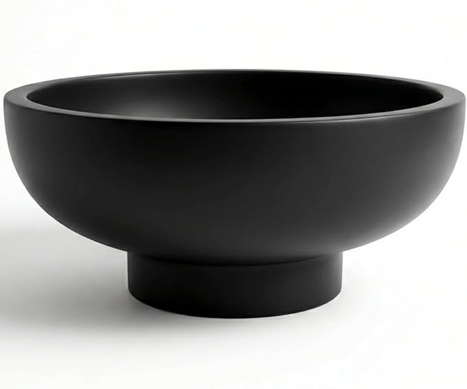OAKOA Concrete Black Decorative Bowl for Home Decor - Black Fruit Bowl - Modern Pedestal Coffee T... | Amazon (US)