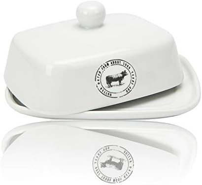 Raveler Butter Dish With Lid, White Porcelain Butter Keeper Suitable for East/West Butter, Butter... | Amazon (US)