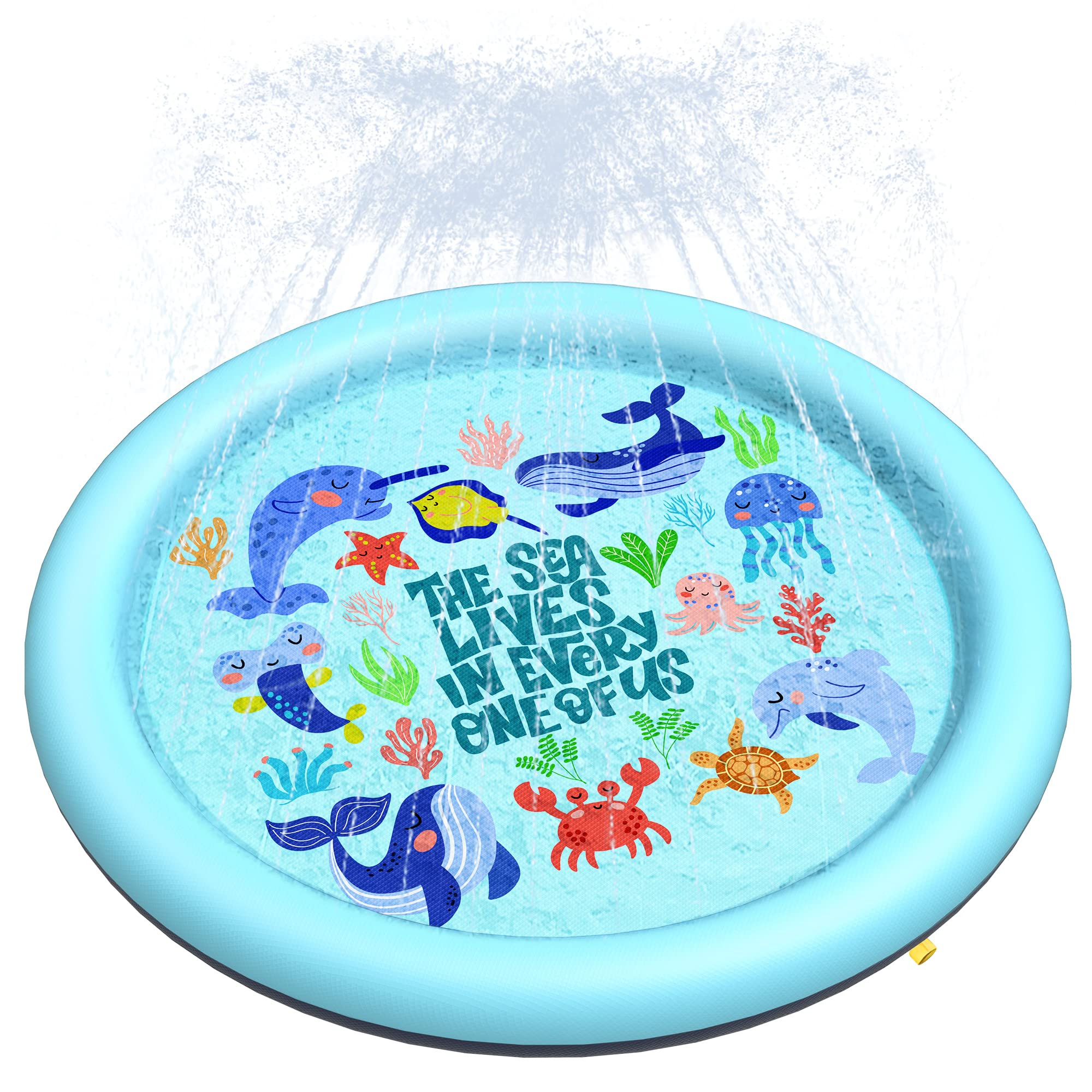 Peteast Anti-Slip Ocean-Themed Splash Pad for Kids and Dogs - 67in 0.58 mm Thicken Sprinkler Dog ... | Amazon (US)