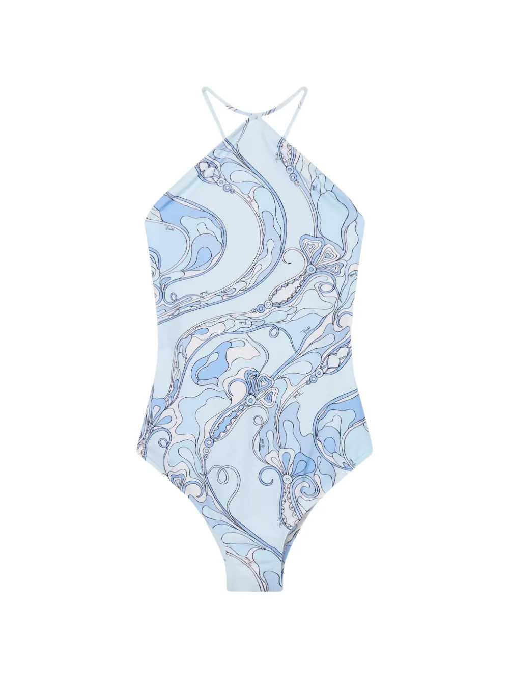 PUCCI Orchidee-print cross-strap swimsuit - Blue | Farfetch Global