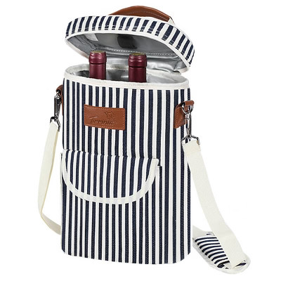 Tirrinia 2 Bottle Wine Gift Tote Carrier, Leakproof Insulated with Front Pockets, Wine Cooler Tote Bag, Gift Idea for Wine Lover Women Men | Target