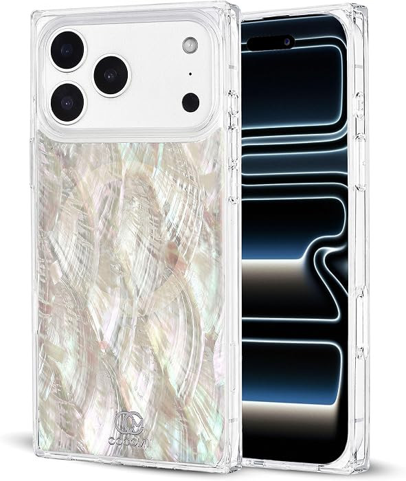 COCOMII Rectangle for iPhone 17 Pro Max Case, Natural Real Mother of Pearl | Amazon (US)