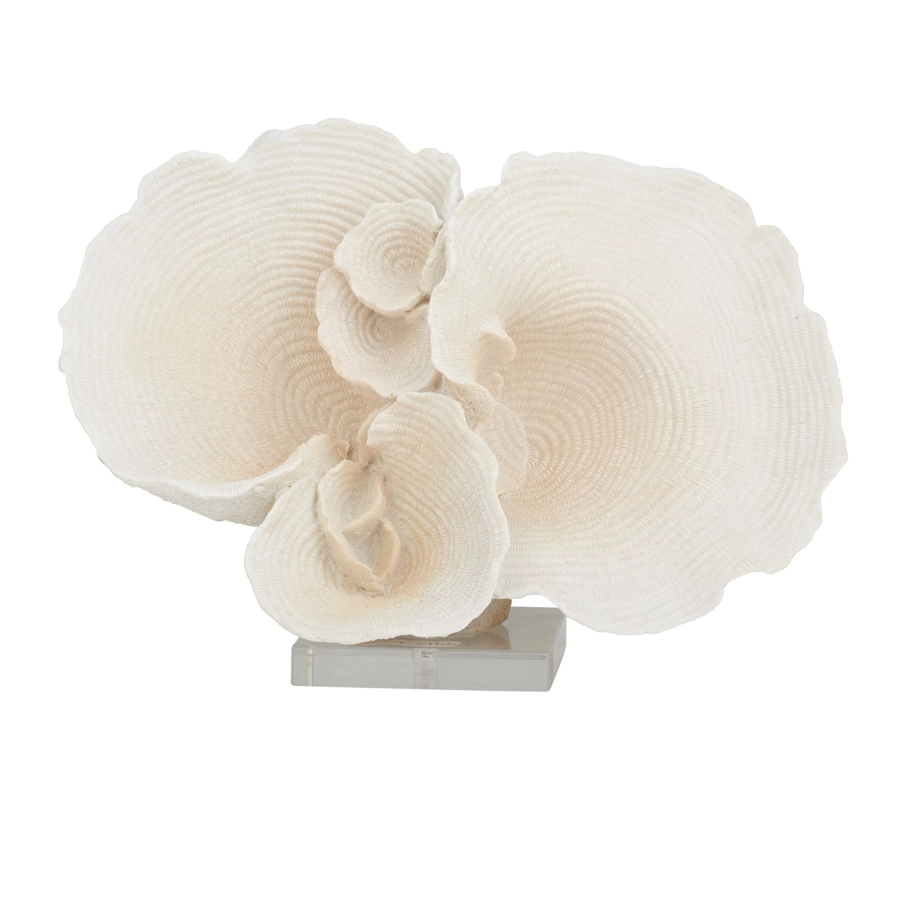 13" x 9" White Polystone Coral Sculpture, by DecMode | Walmart (US)