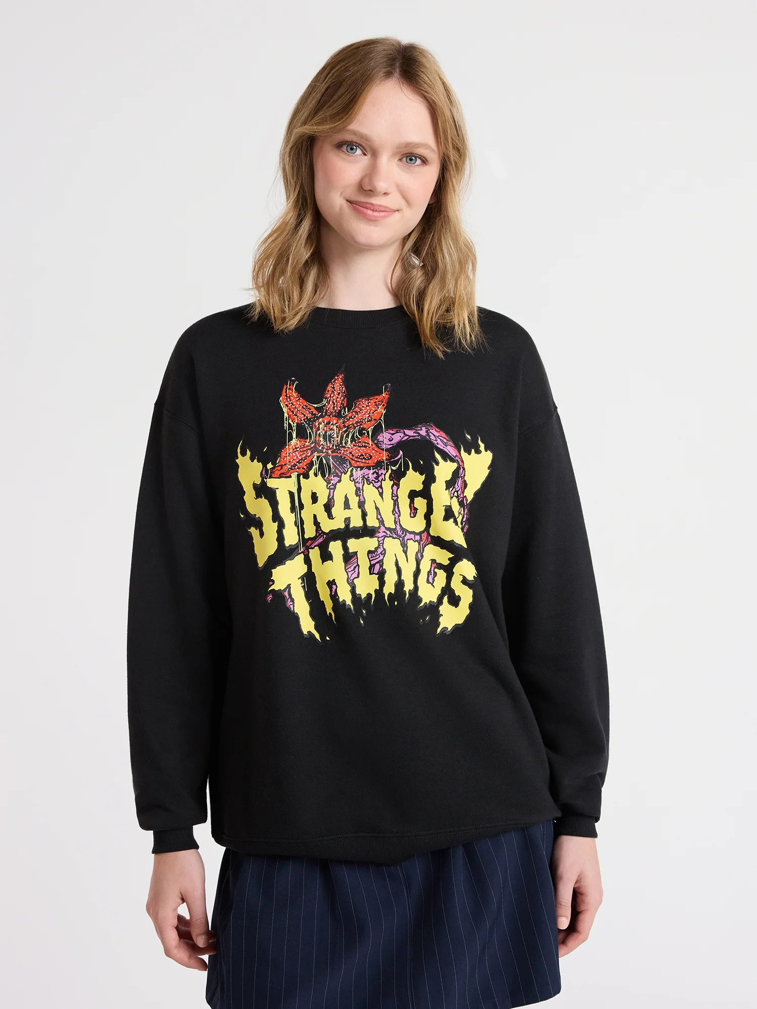 Netflix Stranger Things Oversized Fleece Sweatshirt from No Boundaries, Women’s Plus | Walmart (US)