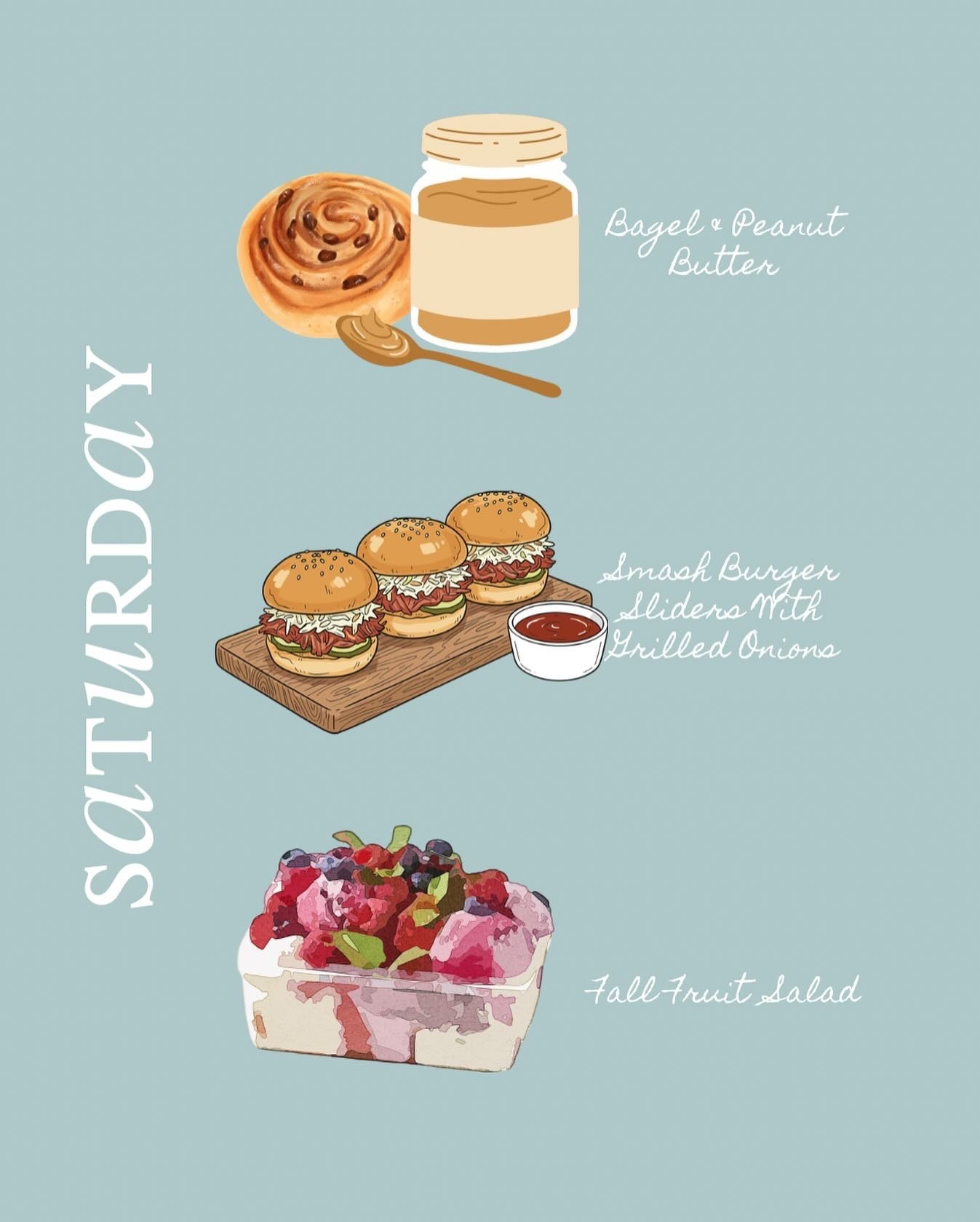 Today at the table: a bagel with peanut butter, smash burger sliders with grilled onions, and a fall fruit salad.

A simple Saturday lineup — the kind that feels easy, unfussy, and just right.

Read the full story on the blog — link in bio @mealandgrace.blog .

Gracefully yours,
🫶🏻 Jeanie Jo

#MealAndGrace #SaturdayMenu #CoastalGrandmotherForRealLife #GraceTastesLikeHome #FoodFaithAndCoastalLife

#LTKHome #LTKfoodie