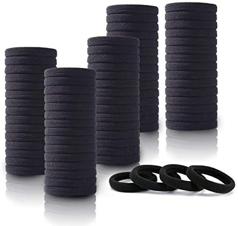 100PCS Black Hair Ties for Women Girls, Seamless Thick Black Hair Band, Elastic Hair Ties No Dama... | Amazon (US)