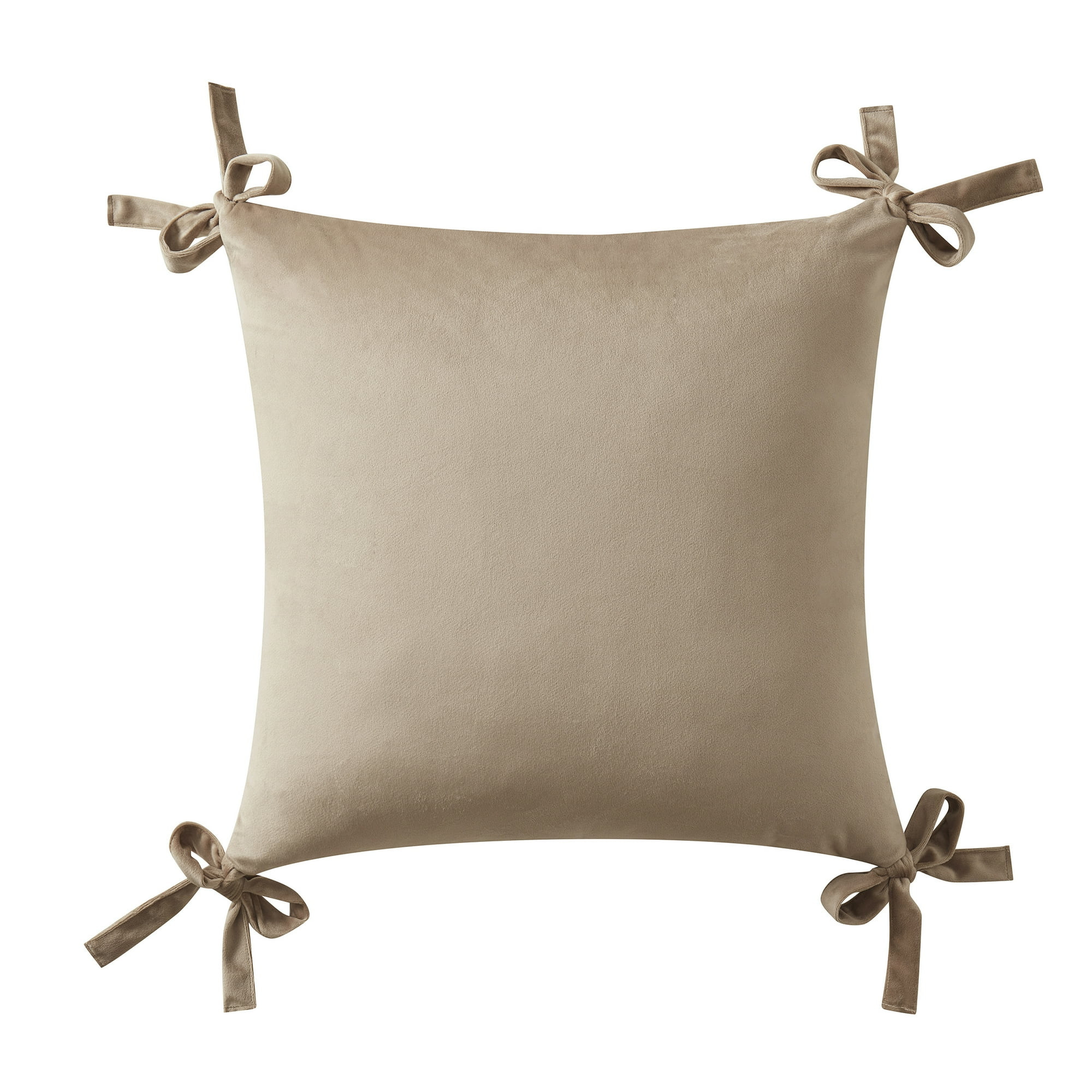 My Texas House 20" x 20" Taupe Velvet Bow Decorative Pillow Cover | Walmart (US)