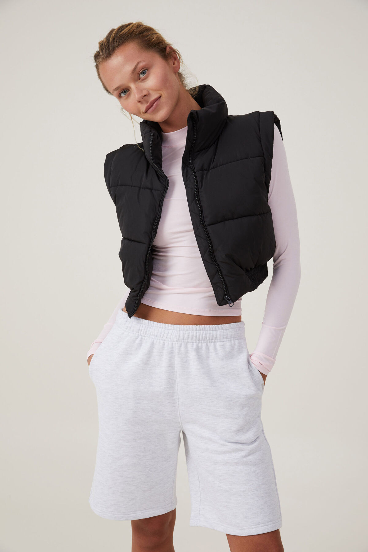 The Mother Puffer Panelled Crop Vest | Cotton On (US)